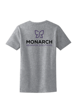 Load image into Gallery viewer, Light beige Monarch Ladie's Essential Cotton Tee by The Lonely Oak, casual fit, soft cotton fabric, displayed on a hanger.