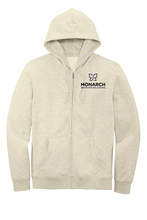 Load image into Gallery viewer, The Lonely Oak Monarch fleece full zip hoodie in gray, showing front view with zip closure and hooded design.