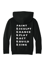 Load image into Gallery viewer, Atascadero Fine Arts Academy AFAA logo hoodie pullover sweater by The Lonely Oak, featuring a front logo on a cozy black sweatshirt.