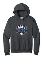 Load image into Gallery viewer, The Lonely Oak AMS Crest Logo Pullover Hoodie featuring a front crest logo design on a cozy, navy blue hoodie.