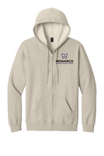 Load image into Gallery viewer, Gray Monarch Fleece Full Zip Hoodie by The Lonely Oak, front view showing the zip-up design and soft fleece fabric.
