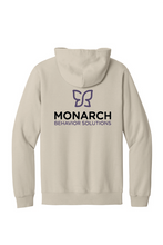 Load image into Gallery viewer, Black Monarch Fleece Full Zip Hoodie by The Lonely Oak, shown with front zipper, hoodie, and soft fleece fabric.