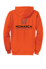Load image into Gallery viewer, The Lonely Oak Monarch Fleece Full Zip Hoodie in navy, featuring a front zipper, hood, and soft fleece material.