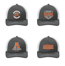 Load image into Gallery viewer, AHS Volleyball snapback trucker hat by The Lonely Oak featuring Atascadero Volleyball logo and mesh back design.