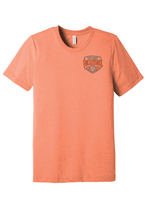 Load image into Gallery viewer, AHS Volleyball cotton tee by The Lonely Oak featuring Atascadero Volleyball logo on white fabric with colorful accents.