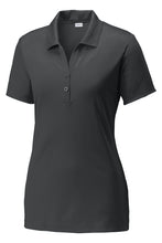Load image into Gallery viewer, Ladie's Hounds Basketball Club Coach's Polo by The Lonely Oak in iron grey, front view showing collar and logo embroidery.
