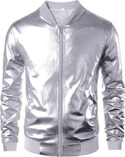 Load image into Gallery viewer, Varsity Metallic Disco Bomber Jacket
