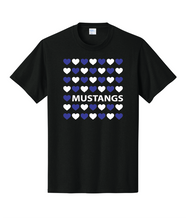 Load image into Gallery viewer, Monterey Road Elementary Mustangs Love heart shirt by The Lonely Oak, featuring a red heart and school mascot design.
