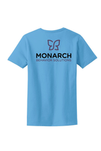 Load image into Gallery viewer, Light gray Monarch Lady's Essential Cotton Tee by The Lonely Oak displayed on a hanger, showcasing its simple, comfortable design.
