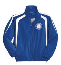 Load image into Gallery viewer, Colorblock raglan windbreaker jacket by The Lonely Oak, featuring vibrant colors and lightweight, weather-resistant fabric.
