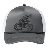 Load image into Gallery viewer, San Gabriel Gator Trucker Cap by The Lonely Oak featuring a mesh back and embroidered gator logo on the front.
