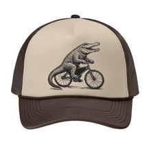 Load image into Gallery viewer, San Gabriel Gator Trucker Cap by The Lonely Oak, featuring a mesh back and embroidered gator logo on the front.
