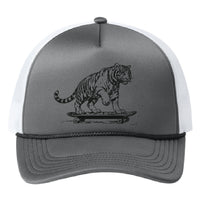 Load image into Gallery viewer, San Benito Bengal trucker cap by The Lonely Oak with a mesh back and embroidered front panel featuring a stylish Bengal design.
