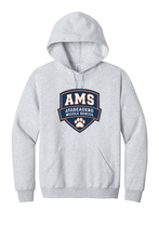Load image into Gallery viewer, The Lonely Oak AMS Crest Logo Pullover Hoodie featuring a front crest logo on a cozy, dark-colored sweatshirt.

