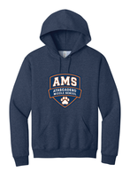 Load image into Gallery viewer, The Lonely Oak AMS Crest Logo Pullover Hoodie featuring a front crest logo on a comfortable black hoodie.
