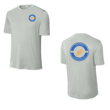 Load image into Gallery viewer, Youth Grey AMS Activities Performance Tee by The Lonely Oak, showing a comfortable athletic shirt with logo on front.
