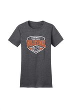 Load image into Gallery viewer, AHS Volleyball Ladies' Cotton Tee by The Lonely Oak featuring Atascadero Volleyball logo on a white shirt.
