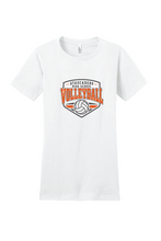 Load image into Gallery viewer, AHS Volleyball ladies' cotton tee by The Lonely Oak featuring Atascadero Volleyball logo on a white t-shirt.
