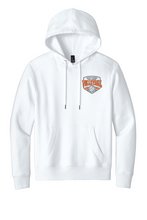 Load image into Gallery viewer, The Lonely Oak AHS Volleyball performance fleece hoodie, navy with Atascadero Volleyball logo, featuring a hood and front pocket.
