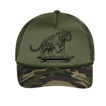 Load image into Gallery viewer, San Benito Bengal Trucker Cap by The Lonely Oak featuring a stylish Bengal print and adjustable mesh back.
